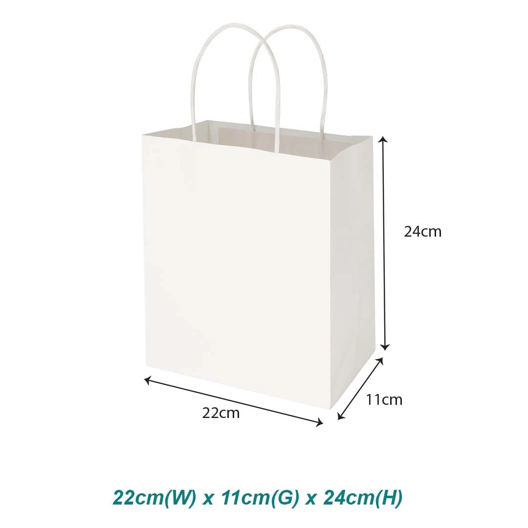 White Twisted Handle Paper Bag Size S - 220 X 110 X 240 mm dimensions for wholesale order