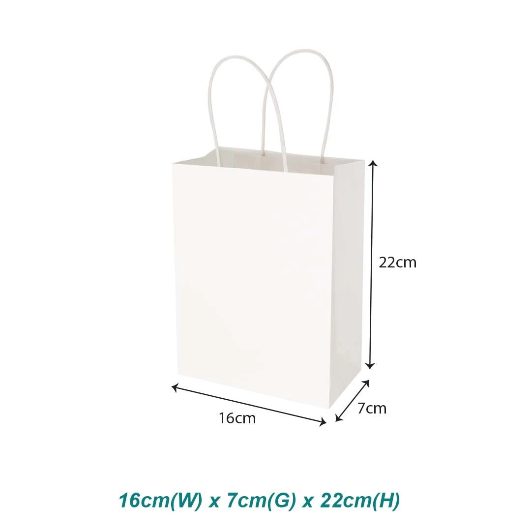 White Twisted Handle Paper Bag Size XXS - 160 X 70 X 220 mm dimensions for wholesale order