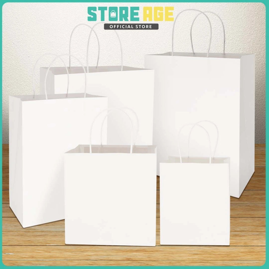 White Twisted Handle Paper Bag for doorgift packaging - wholesale Malaysia