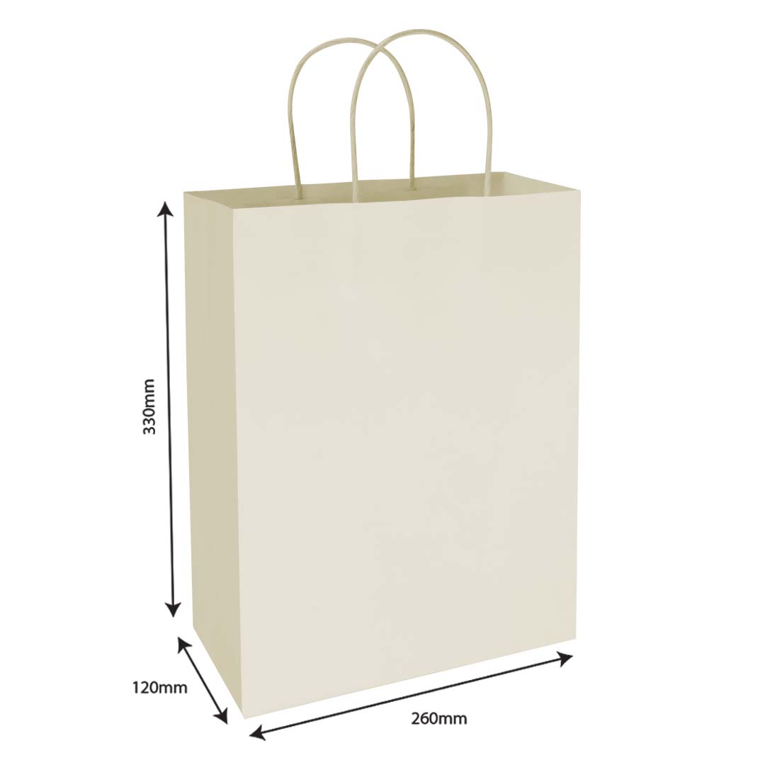 White Twisted Handle Paper Bag Size L - 260 X 120 X 330 mm dimensions for wholesale order Malaysia